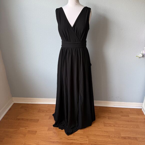 Lulus Thoughts of Hue Black Surplice Maxi Dress Size Medium - Picture 3 of 14